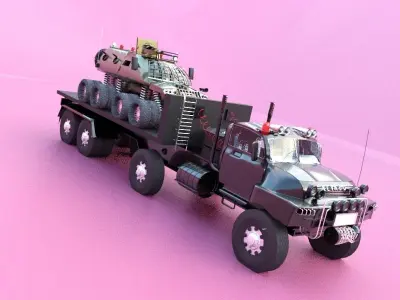 Military semi trailer Low-poly 3D model