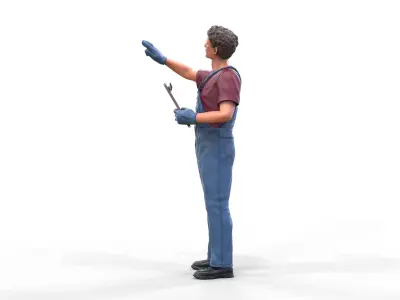 N4 Mechanic Crew working under a car or construction worker 3D print model