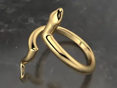 snake low poly ring adjustable  3D print model