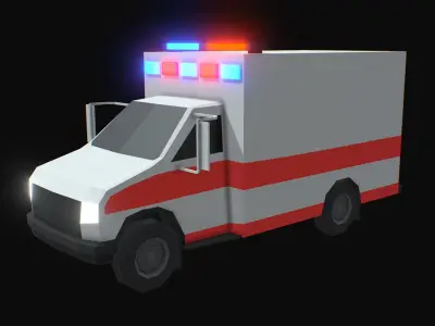 Ambulance Low Poly Low-poly 3D model