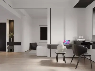 Modern living room dining room interior scenes 257 3D model