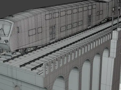 Viaduct with BiLevel train 3D model