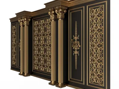 Boiserie Classic Wall with Mouldings 013 Black Low-poly 3D model