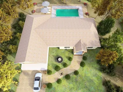 4 Bedroom house plan 3D model