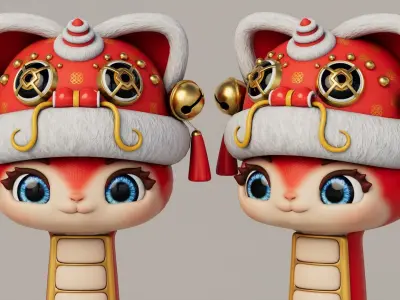 Rigged Cartoon Snake 3D model