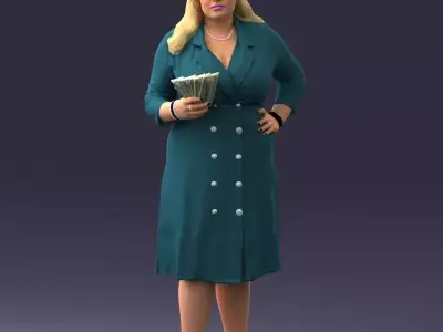 000332 Confident Woman with Money 0122 3dp 3D print model