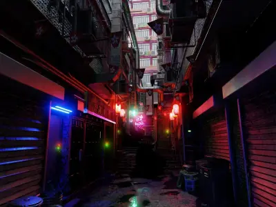 Cyberpunk Hong Kong streets 3D model
