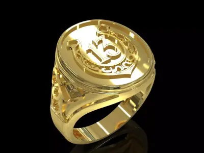 Men stl 3dm Ring Cavalry Signet with Symbol 13 model mr0290 3D print model