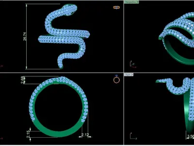 Diamond snake ring-2 3D print model