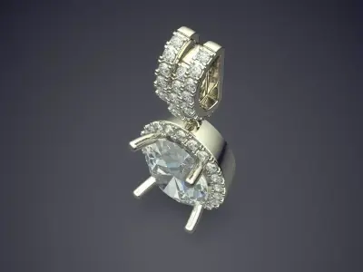 Luxury Pendant With Big Diamond And Smaller Ones On The Sides... 3D print model