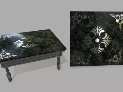 Table with marble top Low-poly 3D model