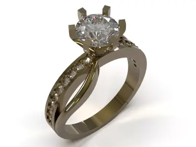 Luxury Solitaire Setting stl 3d Ring model sr0124 3D print model