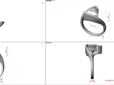 Pink Sapphire Bypass Ring 3DM with realistic rendering 3D print model