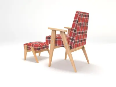 Retro red Chair and Ottoman 3D model