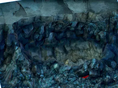 Undeground Base Module Lava Stone Cave Low-poly 3D model