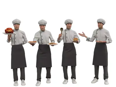 Male Chef Character  Low-poly 3D model