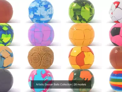 Artistic Soccer Balls Collection 3D Model Pack