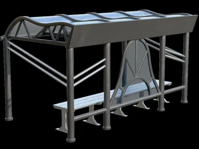 Game Ready Bus Stop 3 Low-poly 3D model