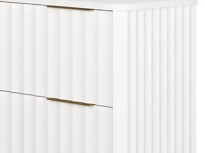 White Bedroom Dresser for Storage in Gold 3D model