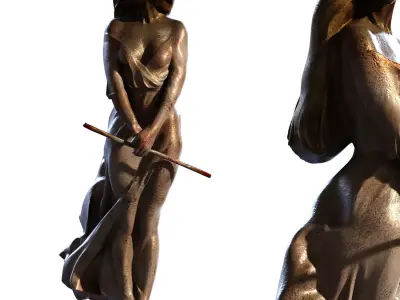 Standing Girl Statue set 767 Low-poly 3D model