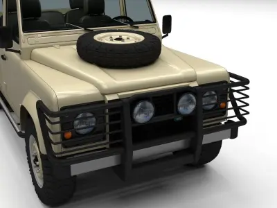 Land Rover Defender 110 Double Cab Pick Up w interior 3D model