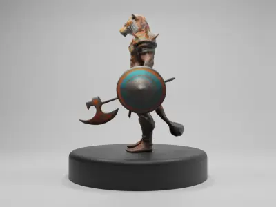 Tiger Warrior 3D Model Game-Ready Stylized Character  Low-poly 3D model