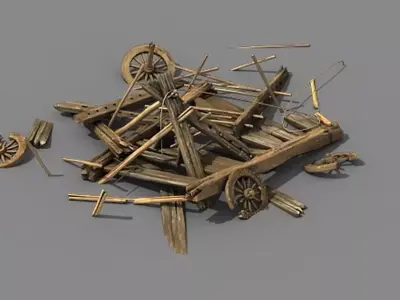 Game Elven Mountain - Broken - Chariot 04 3D model