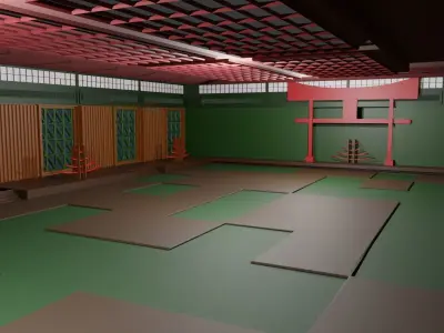 Dojo Fighting Hall Low-poly 3D model