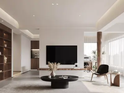Modern living room dining room interior scenes 475 3D model