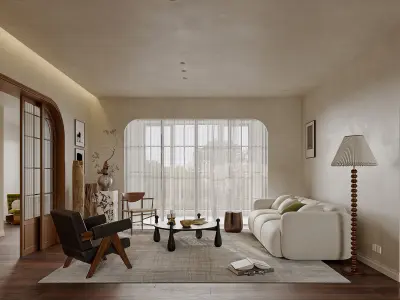 modern living room dining room interior scenes 42 3D model