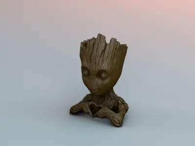 Baby groot with heart 3D print model