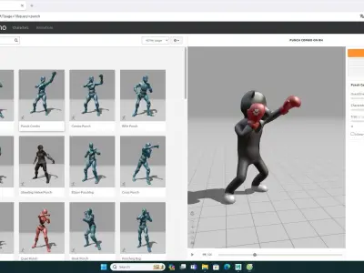 Boxing Rhino Animal Animated  Low-poly 3D model