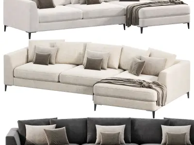 Meridian large chaise sofa 3D model
