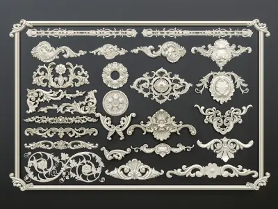 Classic carvings moldings and gypsum cornice 0 3D model