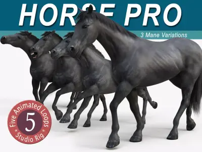 Horse PRO - Black  3D model