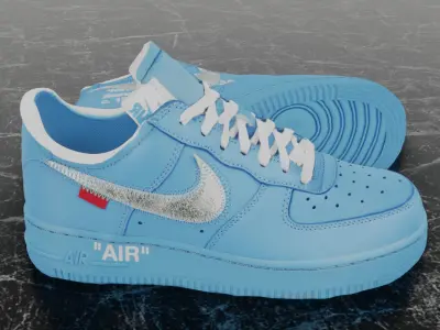 NIKE AIR FORCE X OFF WHITE 3D SHOES Low-poly 3D model