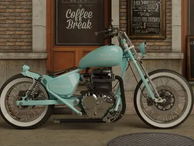 Custom Royal Enfield Chopper Low-poly 3D model