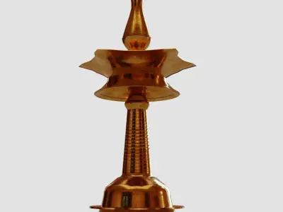 Traditional lamp of Kerala called Nilavilakk Or Floor lamp 3D model