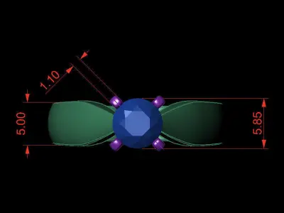 Round 0-75-CT Quarter Round Profile Shank Width 4mm 3D print model