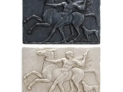 Wall greek relief with horse Low-poly 3D model
