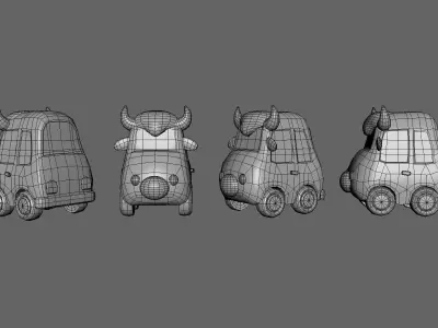 Cartoon Cow Car Low-poly 3D model