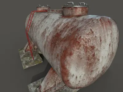 Oil tank Low-poly 3D model 2