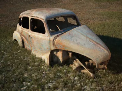 48 OLD ABANDONED CARS 3D model