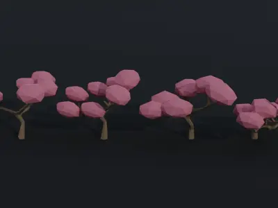 Cartoon asion nature Polygonal Style Low-poly 3D model