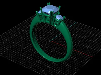 STL 3DM Print Ready Women Diamond Ring Lightweight Printable  3D print model 91