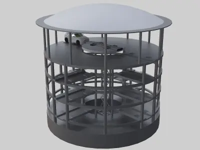 Sinking well type three-dimensional garage 3D model