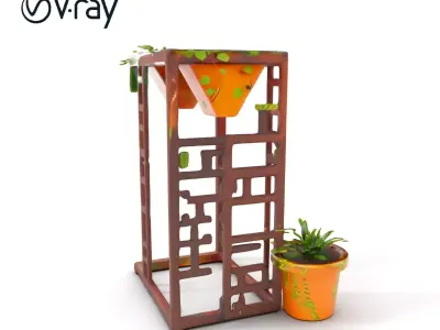 Rustic Metal Plant Stand Model Pack Low-poly 3D model
