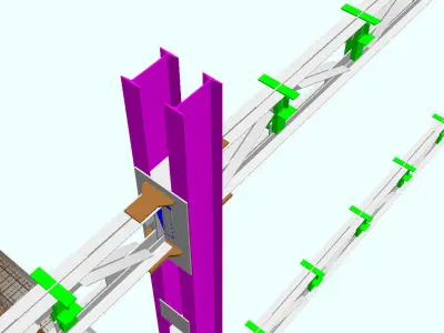 Steel frame with foundation 3D model