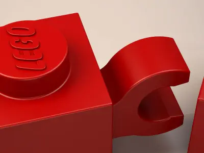 LEGO Brick 1x1 with Clip Horizontal thick C-Clip 3D Printable  Low-poly 3D model