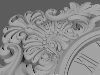 clock ornate gold on wall 3D model